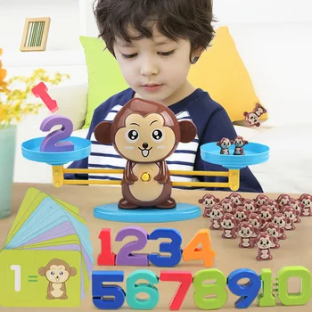 Dzīvnieku Līdzsvaru Matemātikas Rotaļlietas Montessori Balansēšanas Mēroga Numuru galda Spēli Izglītības Rotaļlieta Pērtiķis/suns/cūku Bērnu Pirmsskolas Matemātikas Rotaļlietas