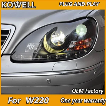  KOWELL Auto Stils Benz S-Klase W220 S280 S320 S500 S600 S350 1999. - 2005. gads gadus Lukturi fit 2002-2005 gadam SLĒPĀS/Xenon modeļi