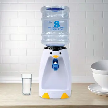  Gudrs Pingvīns, Stila Ūdens Maisītājs ar Bottlet 8 Glāzes Ūdens Padeves Stāvēt Mini Desktop Karikatūra Silikona Caurule Dozatoru